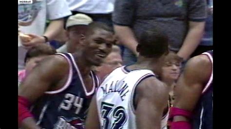 Karl Malone And Hakeem Olajuwon Interaction Youtube