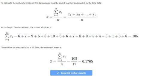 Arithmetic Mean Calculator Online (Step by step) 🥇