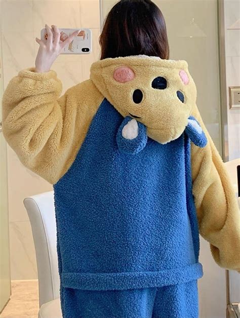 Super Soft Thick Hooded One Piece Pajamas Warm Cozy Fleece Adult