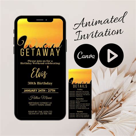 Weekend Getaway Invitation And Itinerary Template Video Invite For Her