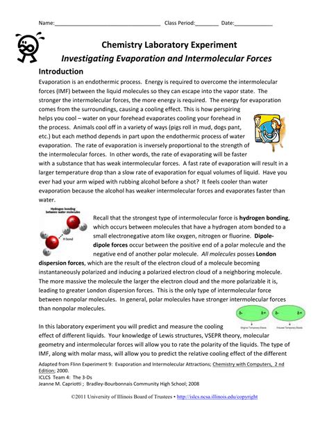 Chemistry Laboratory Experiment Investigating Evaporation