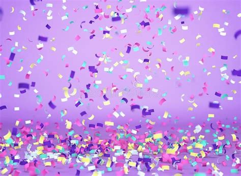 Colorful Confetti Falling On Purple Background Elebration