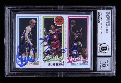 Larry Bird Julius Erving Magic Johnson Signed Topps Rc