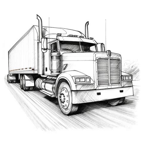 Premium Photo A Drawing Of A Semi Truck Driving Down A Road Generative Ai