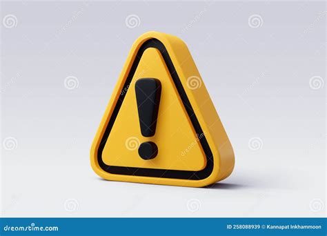 D Vector Yellow Warning Sign With Exclamation Mark Concept Stock