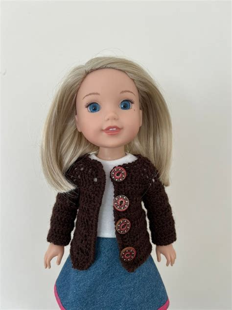 14 5 Inch Doll Cardigan Hand Crocheted Cardigan For 14 5 Doll Such As American Girl Wellie