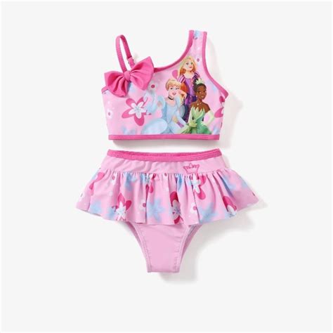 Patpat Swim Disney Princess Girls Tinarapunzelcinderella Bowshoulder Bikini Swimsuit Poshmark
