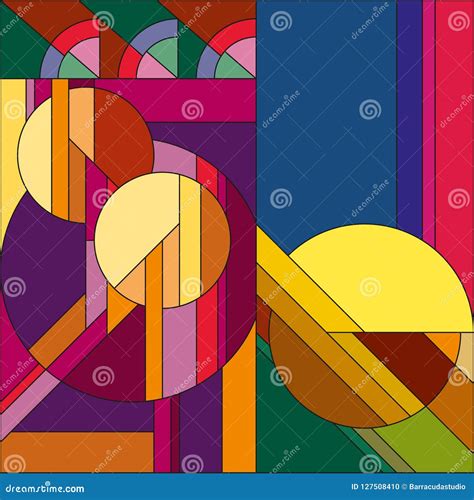 Art Deco Vector Colored Geometric Pattern Art Deco Stained Glass