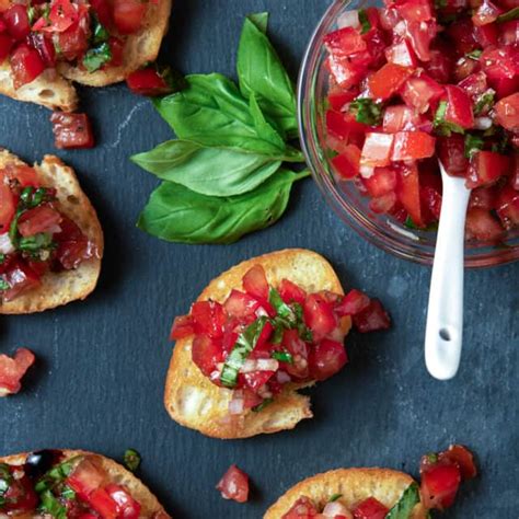 Easy Tomato Bruschetta With Balsamic Garnish With Lemon