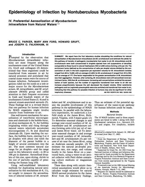 (PDF) Epidemiology of infection by nontuberculous mycobacteria. IV. Preferential aerosolization ...