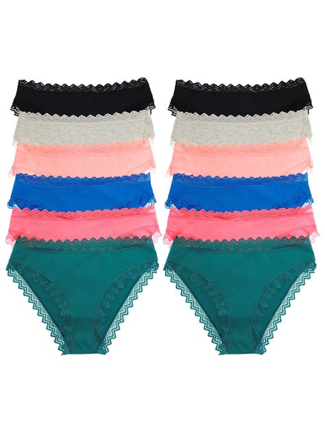 Angelina Women S Cotton Bikini Panties With Lace Trim Pack