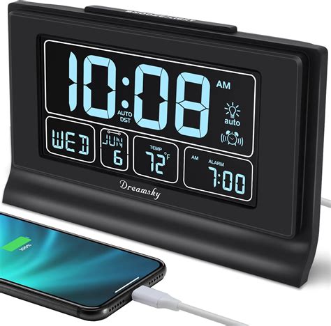 Dreamsky Alarm Clocks For Bedrooms With Battery Backup