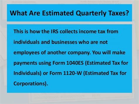 Irs Estimated Quarterly Tax Payments Basics