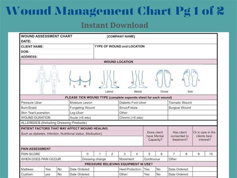 Comprehensive Wound Management Chart for Nurses, Carers, Community ...