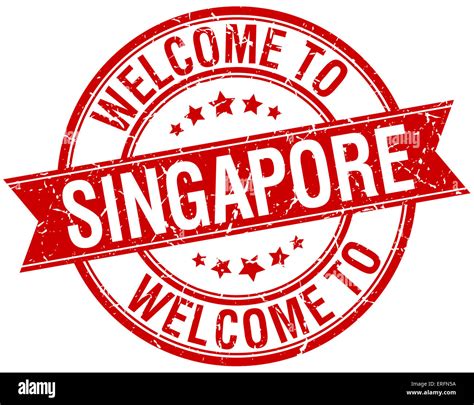 Welcome To Singapore Red Round Ribbon Stamp Stock Photo Alamy