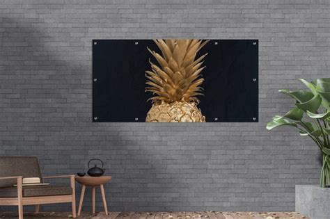 Wanddecoratie Buiten Ananas Goud Verf Zwart Fruit Luxe