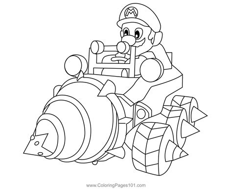 Drill Master Mario Kart Coloring Page for Kids - Free Mario Kart ...