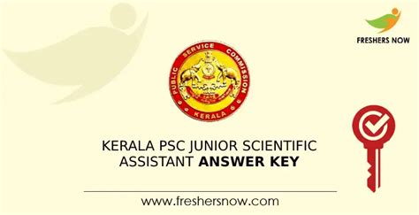 Kerala Psc Junior Scientific Assistant Answer Key 2023 Pdf Out