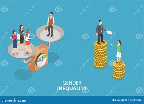 3d Isometric Flat Vector Conceptual Illustration Of Gender Inequality