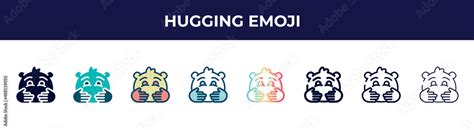 hugging emoji icon in 8 styles. line, filled, glyph, thin outline ...