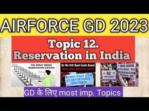 Airforce Gd Topic Reservation In India Gd Most Imp Topics