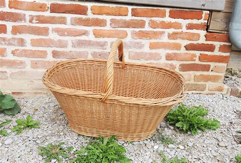 Ancien Grand Panier Linge En Osier Clair Vintage French Finds