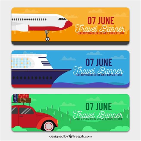 Reeks Reisbanners Met Transport Gratis Vector