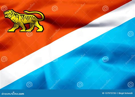 Primorsky Realistic Flag Illustration. Royalty-Free Cartoon ...