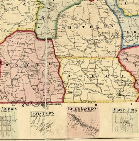 Map Of Greene County Pennsylvania Pa 1865 Restoration Etsy