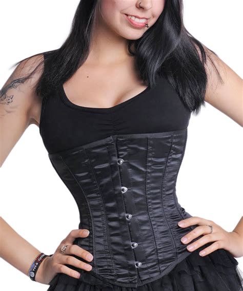 Unterbrust Korsett Schwarz Satin Corsage Gothic U Online Kaufen