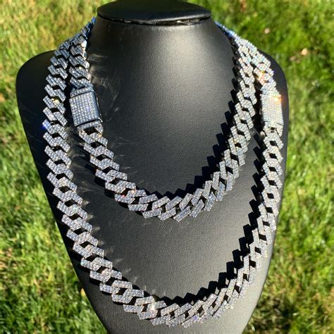 Iced Cuban Link Chain Choker White Gold Mm Cuban Choker Etsy