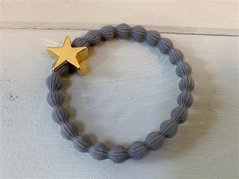 Lupe Star Charm Hairband Bracelet Grey Gold Lizzielane