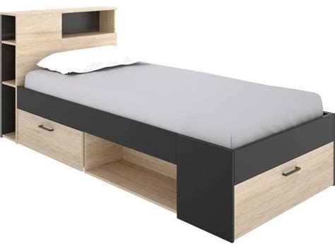 Cama Cl Ssica Leandre Vente Unique Cinza Antracite E Natural Claro