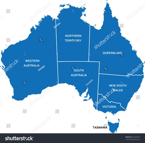 Australia Map Stock Vector Royalty Free 223223620 Shutterstock