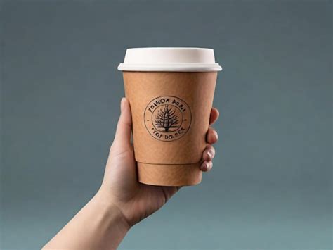 Mockup de una mano sosteniendo una taza de papel de café aislada en un