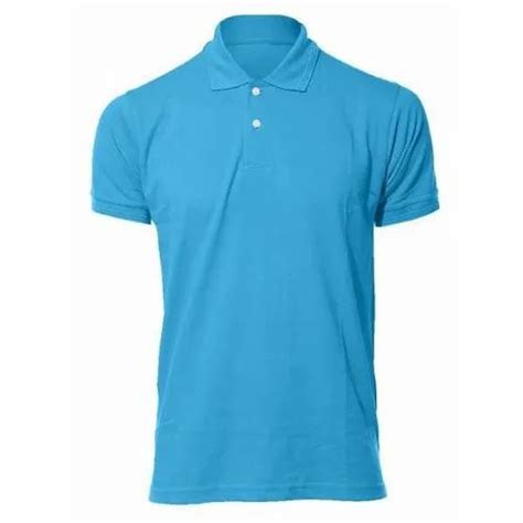 Printed Polyester Cotton Polo T Shirt For Mens Sky Blue At Rs 299