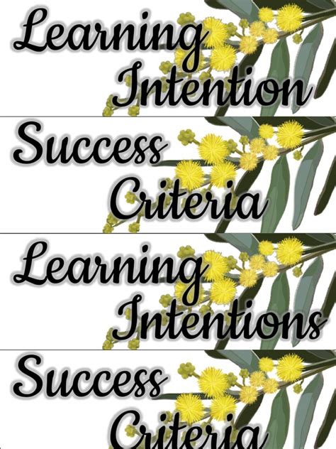 Learning Intention Success Criteria Display Options Pdf