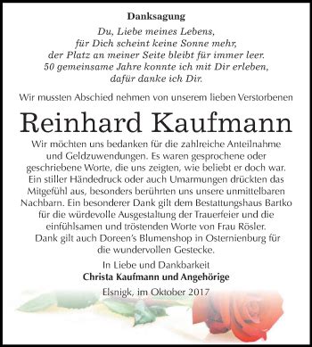 Traueranzeigen Von Reinhard Kaufmann Abschied Nehmen De