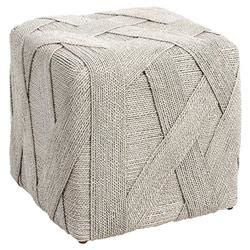 Zuri Coastal Beach Brown Woven Rattan Square Ottoman