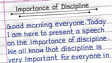 Importance Of Discipline Speech In English Speech On Importance Of