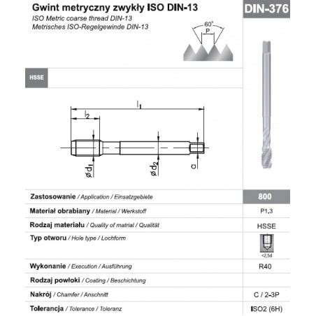 Gwintownik Maszynowy Wysokowydajny M6 DIN 376C R40 HSSE 800 FANAR D2