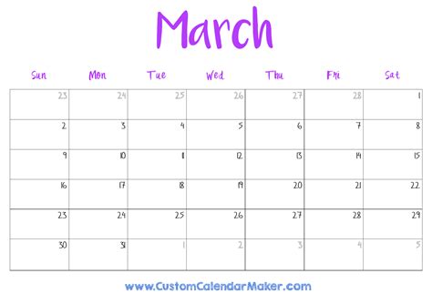 March 2025 calendars free printable