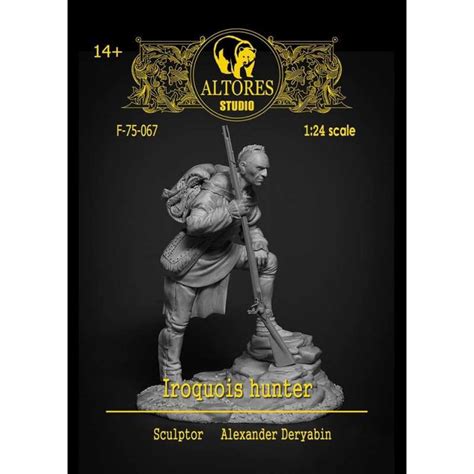 Figurine de chasseur Iroquois en résine 75mm Altores Studio