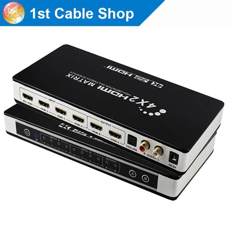 New HDMI Matrix 4X2 HDMI 1.4V ARC/ HDMI Audio Extractor with remote control-in HDMI Cables from ...