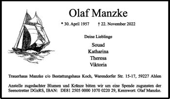 Traueranzeigen Von Olaf Manzke Trauer Ms