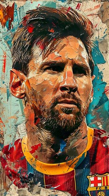 Papel de parede artístico de lionel messi Foto Premium