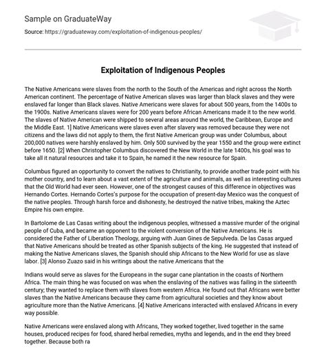 ⇉Exploitation of Indigenous Peoples Essay Example | GraduateWay