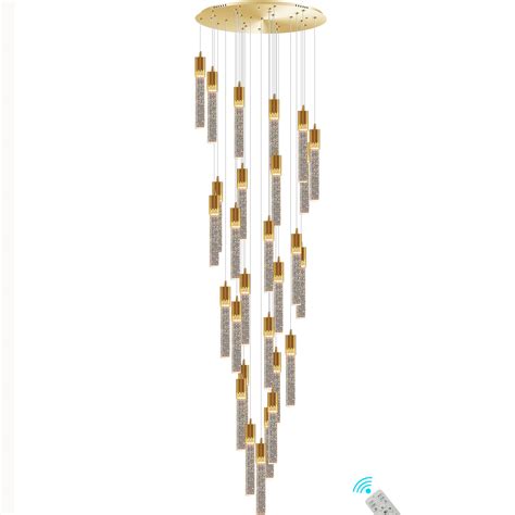 H Modern Staircase Crystal Chandeliers Light Foyer Pendant