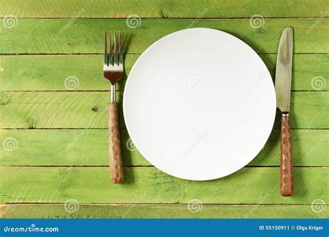 Empty Plate With Cutlery And Napkin Stock Image Image Of Kitchen