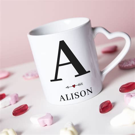 Personalised Heart Handle Mug Initial Name GettingPersonal Co Uk